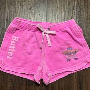Butter Bright Pink Shorts with Star Bling girls L